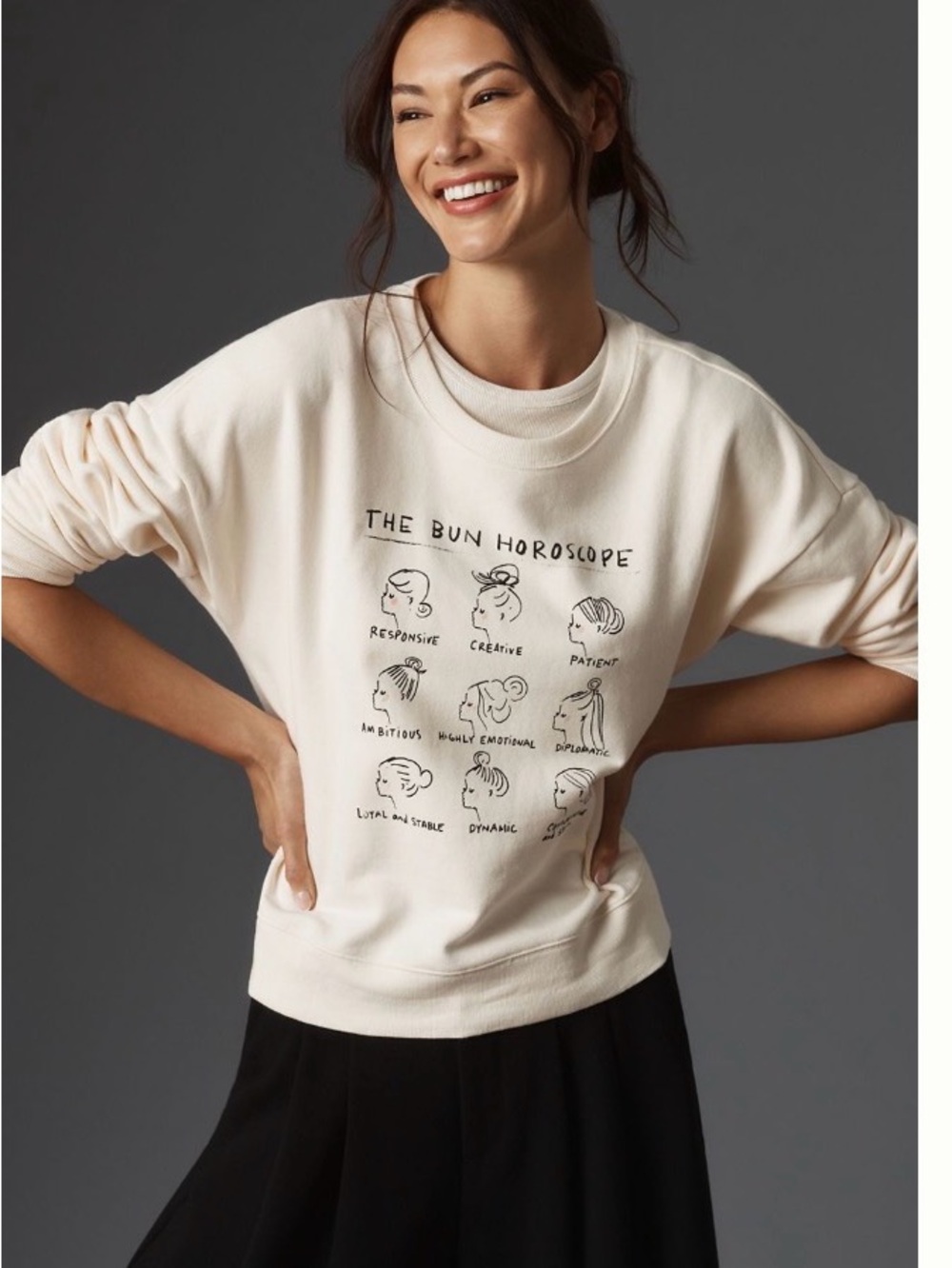 Maeve Cream Graphic Sweatshirt - 'The Bun Horoscope'